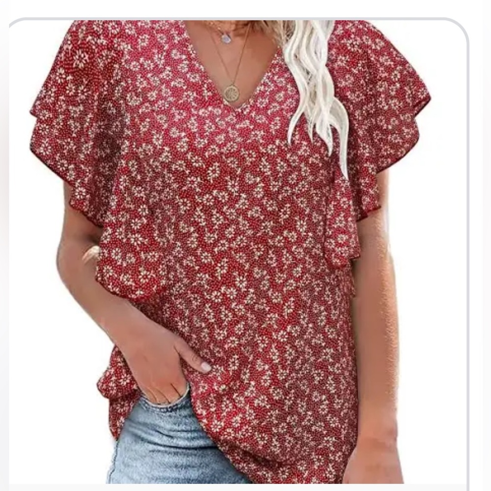 Floral Red Women's Top